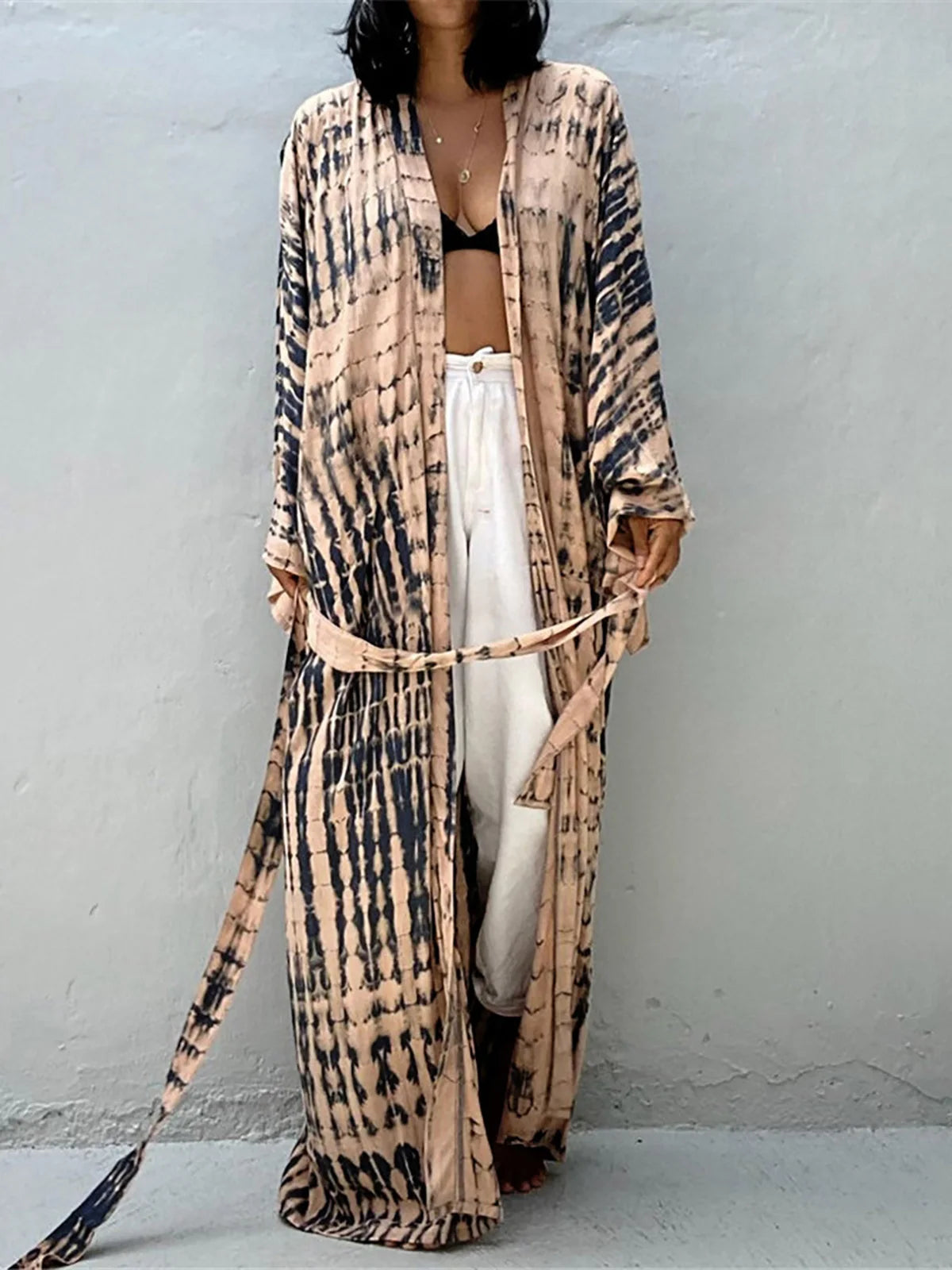 New 10 Colors Printed Long Sleeve With Belt Tunic Beach Cover Up Cover-ups Beach Dress Beach Wear Beachwear Female Women V4521