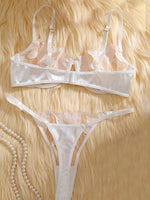 Soft breeze white lily embroidery lingerie set - see-through netting bra - French-style bridal sensual women's lingerie ZA824031