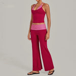 Women's Sleeveless Yoga Set Sports Workout High Waist Butt-Lifting Flared Pants Suits Beautiful Back Slim-Fit Running Vest Sets