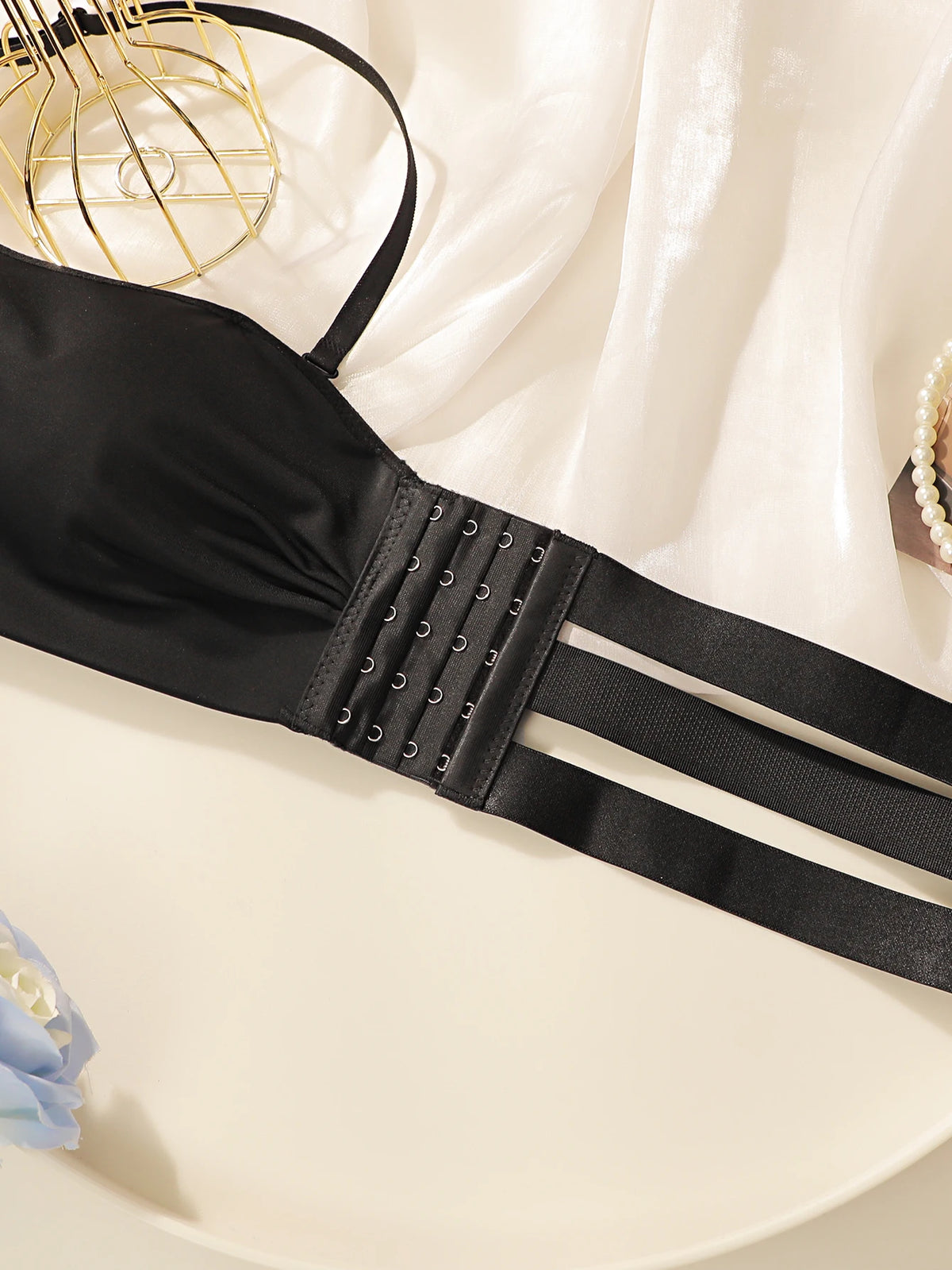 Women's sexy no steel ring gathered push up shoulder strap detachable back hollow comfortable close fitting bra U05