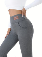 Women's High Waist Thermal Leggings, Winter Plush Lined Fleece Pants with Pockets, Soft Stretchy Comfy for Casual, Fitness
