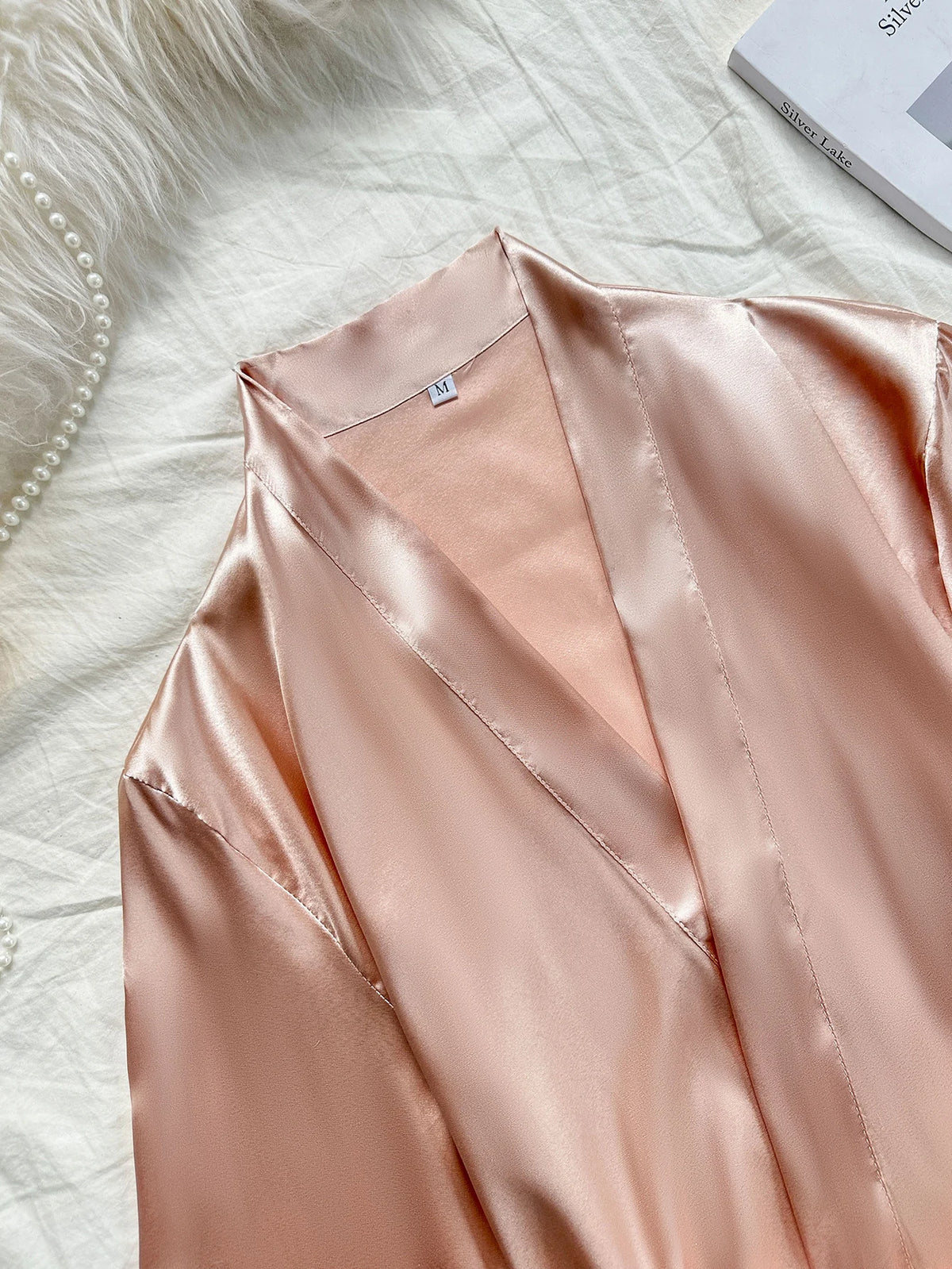 Simple Women's Robe Solid Color V Neck Belted Bathrobe Comfortable Casual Sleepwear Loungewear for Various Occasions