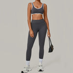 2PCS Women's Padding Sports Bra Pants Yoga Set High Waist Peach Hip Fitness Suit Running Workout Gym Leggings Yoga Set XP397
