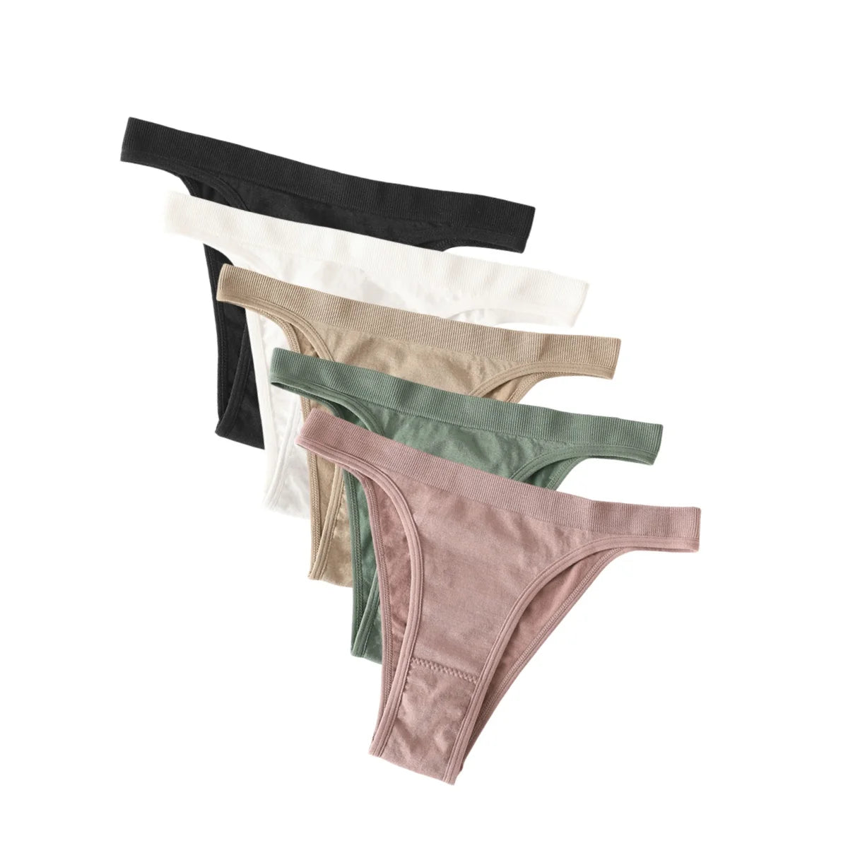 5Pcs/Set Women Seamless Brazilian Panties Solid Color High Leg Cut Briefs Sexy Underwear Female Underpants Comfort Lingerie