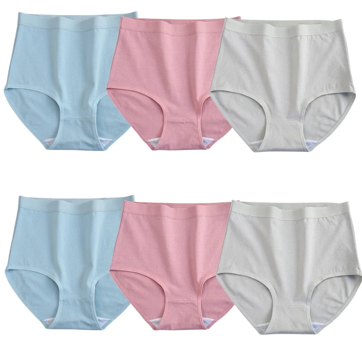6Pcs/Set Women Cotton Panties High Rise Briefs Female Breathable Underpants Sexy Lingerie Tummy Control Underwear M-XXXL