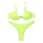 Women Push Up Two Piece Bikini Swimsuits Solid Color Bra Padded Swimwear Bathing Suit