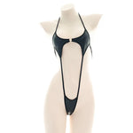 Sexy Jumpsuit patent leather bikini Straps Bandage Bodysuit Beach Girl One-piece Bikini Costume Women Pajamas Lingerie Uniform