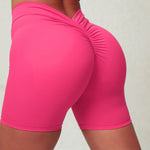 Sexy High-Waisted Yoga Shorts - Deep V Back Ruffled Booty Lift Women Tummy Control Workout Gym Peach Butt Fitness Shorts