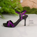 Women Crisscross Strap Square Toe Sandals Rhinestone Square Buckle Ankle Strap Stiletto Heel Wedding Party Evening Dress Heels