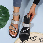 Sparkling Rhinestone Slides for Women - Comfy Open Toe Flats for Indoor & Outdoor Wear 2026 New