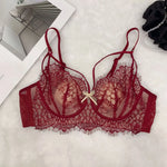 Push Up Bra SetFrench Lace Underwire Comfortable Luxury Breathable Brief Sets Lightweight Bow Semi Transparent Lingerie Set