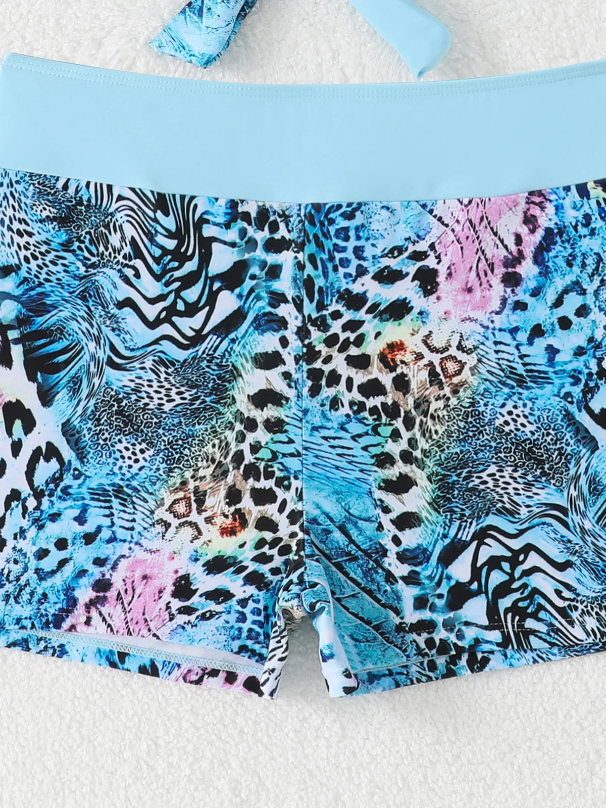 Sexy High Waist Bikini Shorts 2026 Women Swimsuit Blue Halter Swimwear Female Bikinis Set Print Bathing Suits Brazilian Biquini