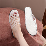 EUR Size Transparent PVC Jelly Slide Mules Women Hollow Breathable Cutout Closed Toe Slip On Flat Sandals Indoor Outdoor Slipper