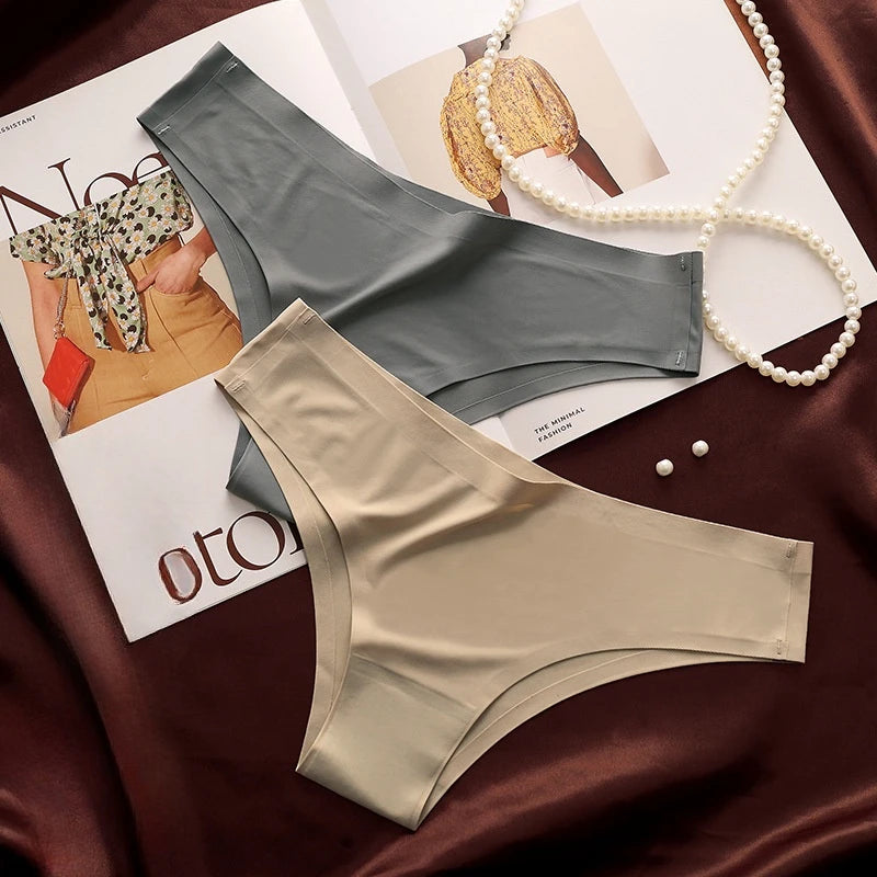 5PCS/Set Panties Women Seamless Underwear Low Rise Female Underpants Glossy Solid Color Briefs Comfort Invisible Underwear