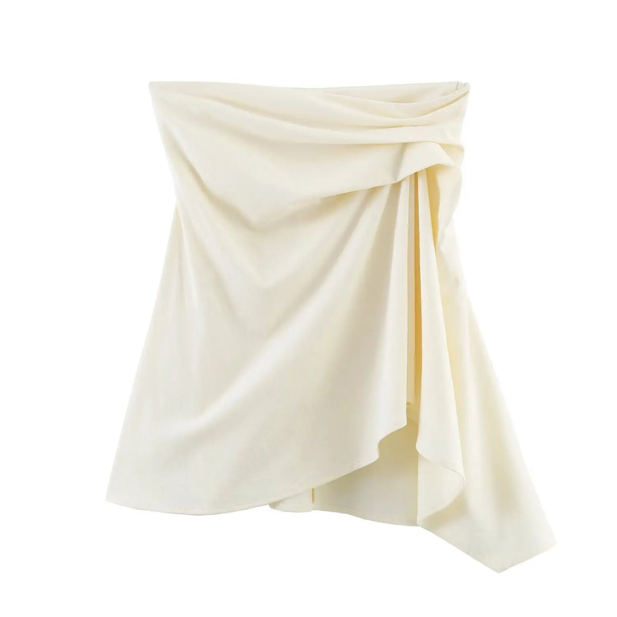 Women's Fashionable Casual Pleated Tube Top Beige Twist Design Strapless Mini Skirt For Women Summer Party Wear Skirt Charm 11AX