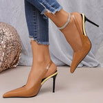 2026 Fashion Non-Slip Wear-Resistant High Heels Women's Pointed Toe Patent Leather Slip-On Sandals