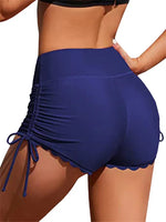 Women Swim Shorts High Waist Drawstring Wavy Hem Bathing Suits Surfing Bottoms 2024 Summer Beach Shorts Swimwear