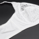 Plus Size Women Lace Bras Perspective Breathable Lager Bosom Bralette Underwired Embroidery Silky Touch BH Top B C D DD E F Cup
