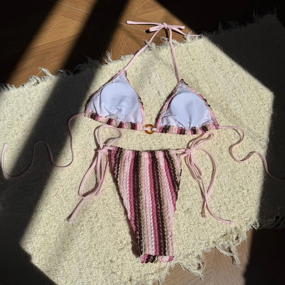 DEKA Vintage Striped Bikini Set ThongBathing Suit Beachwear Women Swimsuit Halter Swimwear Padded Bra ottoms Female Bikin