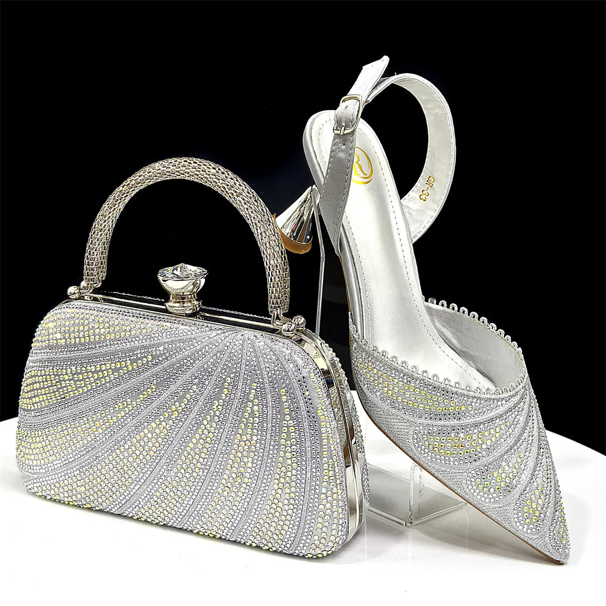 Doershow beautiful High Quality African Style Ladies Shoes And Bags Set Latest GOLD Italian Shoes And Bag Set For Party H-1
