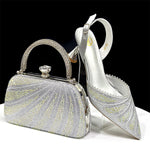 Doershow beautiful High Quality African Style Ladies Shoes And Bags Set Latest GOLD Italian Shoes And Bag Set For Party H-1
