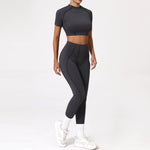 2PCS Yoga Suit Sports Set Women Quick-Drying Gym Set Women Tracksuit Running Workout Long Sleeve Sports Shirt Yoga Clothing