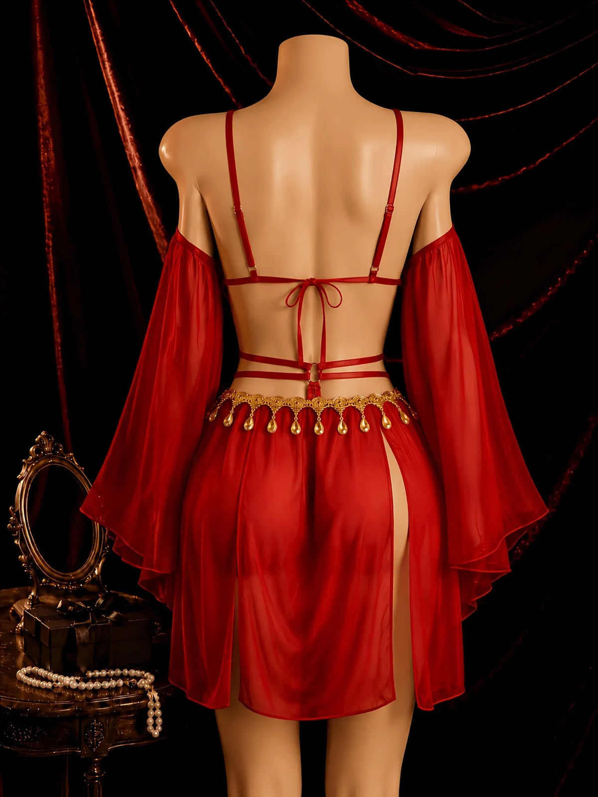 Exotic Princess Lace Lingerie Set Sexy Strappy Hanfu Style Babydoll Dress Ultra-Fairy Pure Desire Temptation Nightwear
