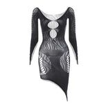 1 Piece Beach Cover Up without Bikini Summer's Hottest Mesh Swimsuit Women Summer Pool Swimwear Long Sleeves Hollow Out Dress