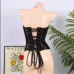 Toucheart Hot Girl Suspender Sexy Top with Fishbone Corset Intimate Hollow See-through Lace Classic Romantic Retro Palace Corset