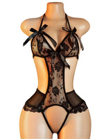 Adult Erotic Lingerie Women BodySuit Crotchless Sexy Temptation Lace Hollow Body Suit Pajamas Cosplay V-neck Hot UnderwearSet