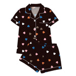 Women's Sleepwear Women's Comfort Printed Pajamas Set Milk Silk Cardigan Short Sleeve Shorts Homewear Set