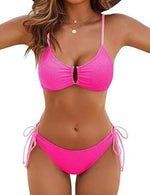 2026 Multicolor Textured Adjustable Tie Side Push Up Sexy Bikini Padded Swimwear For Women Beach Bathing Suit