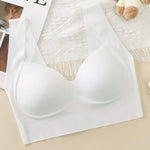 Ice Silk Wireless Bras For Women Push Up Chest One Piece Outer Wear Bra Traceless Underwear Vneck Female Lingerie
