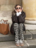 Foridol Leopard Print Wide Leg Long Pants Women Spring Summer Straight Fashion New Pants Zip Casual Female Pantalones 2025