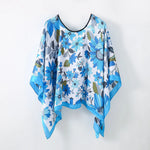 Simulated Silk Pullover Shawl Sweater Summer Beach Sun Protection Cape Women's Beach Towel Versatile Gauze Scarf Multifunctional