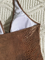 SnakeSkin Halter V Neck Backless One Piece Swimsuit Women Monokini Female Swimwear High Cut Bathing Suit Swim Bodysuit Beachwear