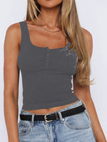 Phantasy Y2K Women's Tank Top Fashion Tees Basic Strapless U Neck Camisole Sexy Button Up Tanks 2026 New Summer Women Clothing