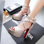 Women's Sandals Summer New Style Fashion Fish Mouth Open Toe Buckle Thick Heel High Heel Women's Shoes Plus Size 33-43 High 11cm