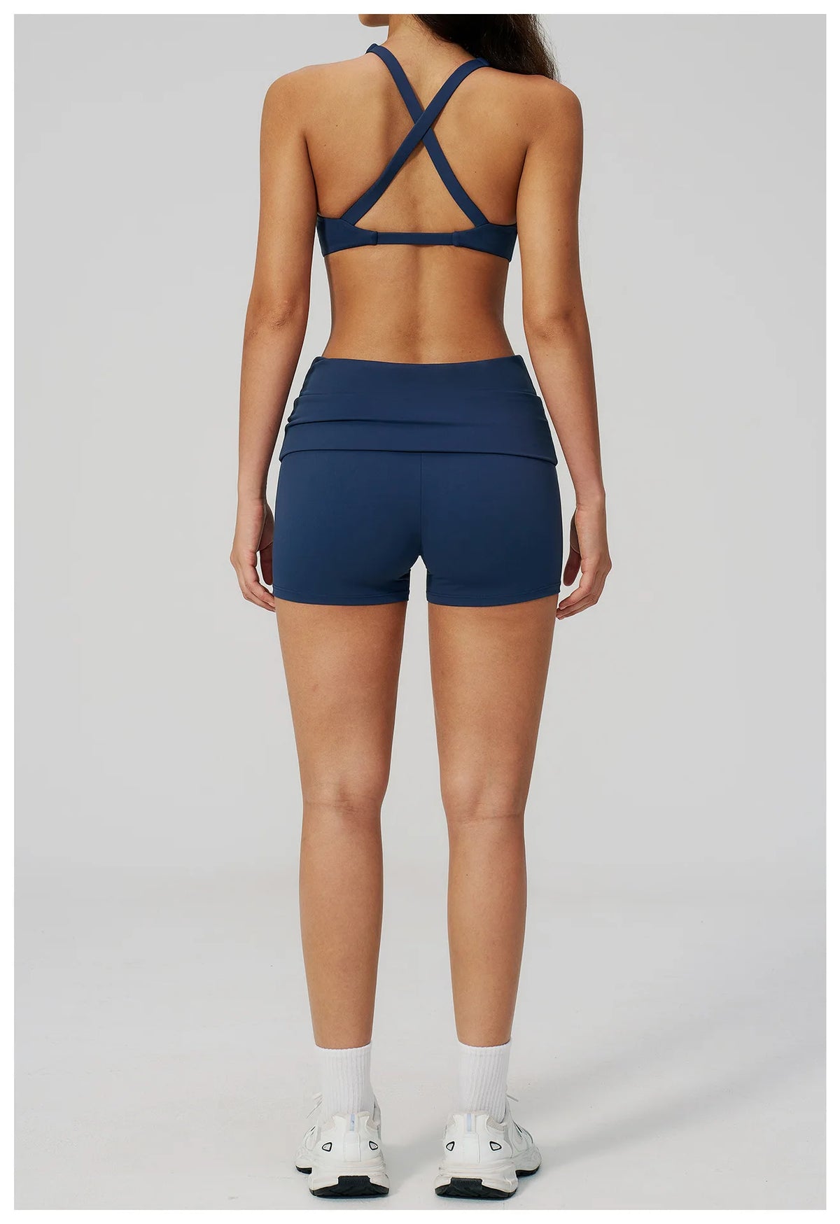 Women Two Piece Gym Yoga Sets Back Cross Sports Bra Pleate High Waist Short Fitness Suit Outdoor Running Camisole Tops Outfits