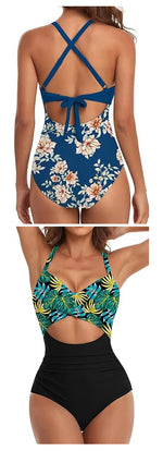 Leopard One Piece Swimsuit 2024 New Halter Push Up Swimwear Women Swimsuit Bathing Suit Beachwear Monokini Female Swimming Suits