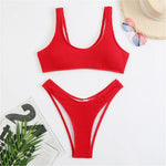 8 Colors High Cut Wrinkled Crinkled Bikini Female Swimsuit Two-Pieces Bikini Set Women Swimwear Bather Bathing Suit Swim V3461C