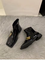 Designer Vintage Women Ankle Boots Fashion Square Toe Shoes Spring Autumn Flats Ladies Short Booties 2025