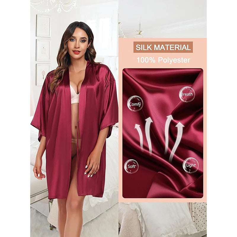 Pajamas Women Summer European and American Ladies Lace-Up Bathrobe Sexy Morning Gown Home Dress Can Wear Ice Silk Robe