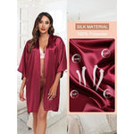 Pajamas Women Summer European and American Ladies Lace-Up Bathrobe Sexy Morning Gown Home Dress Can Wear Ice Silk Robe