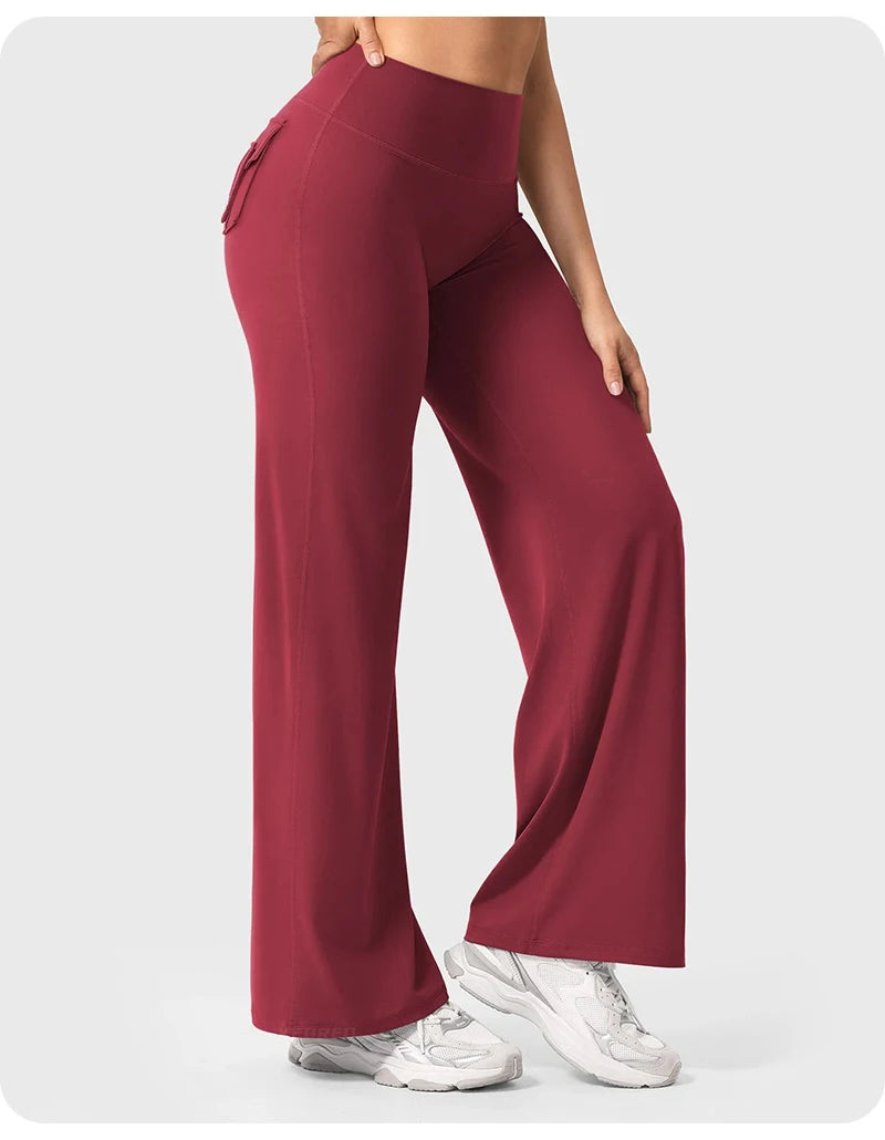High Waist Pocket Yoga Pants for Women - Stretch Breathable Gym Workout Leisure Tummy Control Tights with Pockets