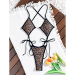 S - XL Leopard Extreme String Mini Micro Thong One Piece Swimsuit Women Swimwear Female Padded Bather Bathing Suit Swim K7067