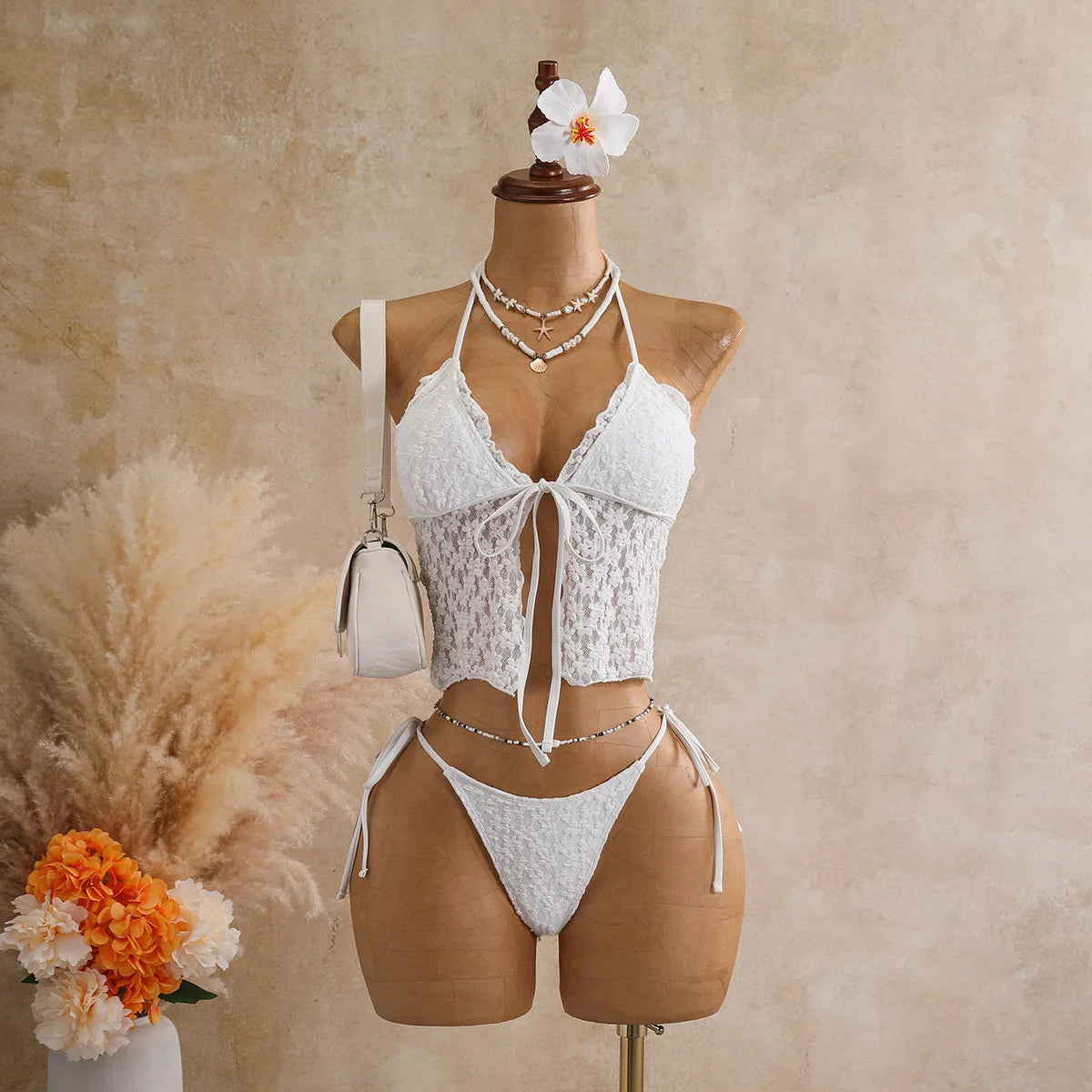 Sexy Black Triangle Bikini Set 2026 Women Lace Front Tie Push Up Crop Top Micro Swimsuit Beach Bathing Suit Two Piece Swimwear