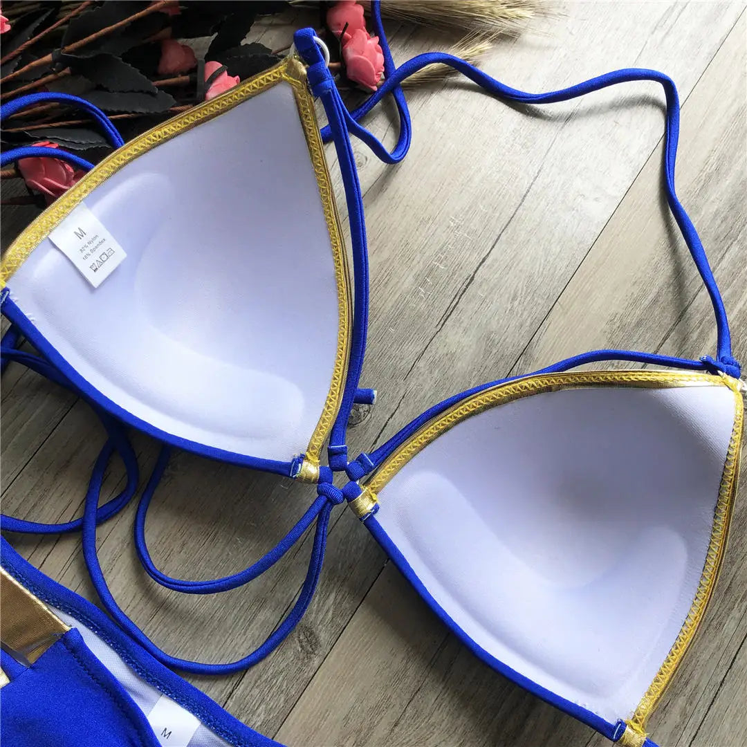 S - XL New Sexy Push Up Bikini Women Swimwear Female Swimsuit Two-Pieces Bikini Set Bra Cup Bather Bathing Suit Swim V2154