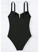 U Shaped Pleated Swimsuits Female Swimwear One Piece Swimsuit Women Monokini High Cut Bathing Suit Swim Beachwear Slim Bodysuit