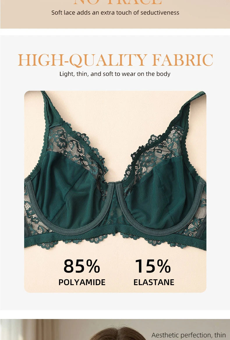 Bras For Womens Lingerie BH Tops Elegance Lace Bras Sexy Underwear Underwire Support Plus Size Brassiere Leisure A B C D E Cup